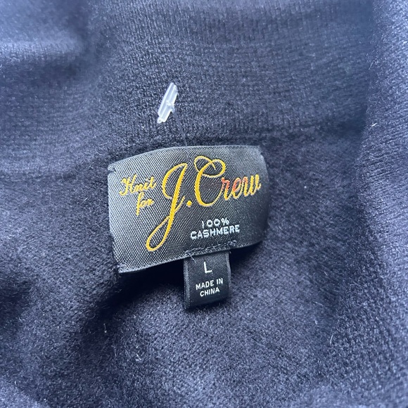 J. Crew Men’s Sz Large 100% Cashmere Collared Polo Sweater Black Long Sleeves - Picture 6 of 9